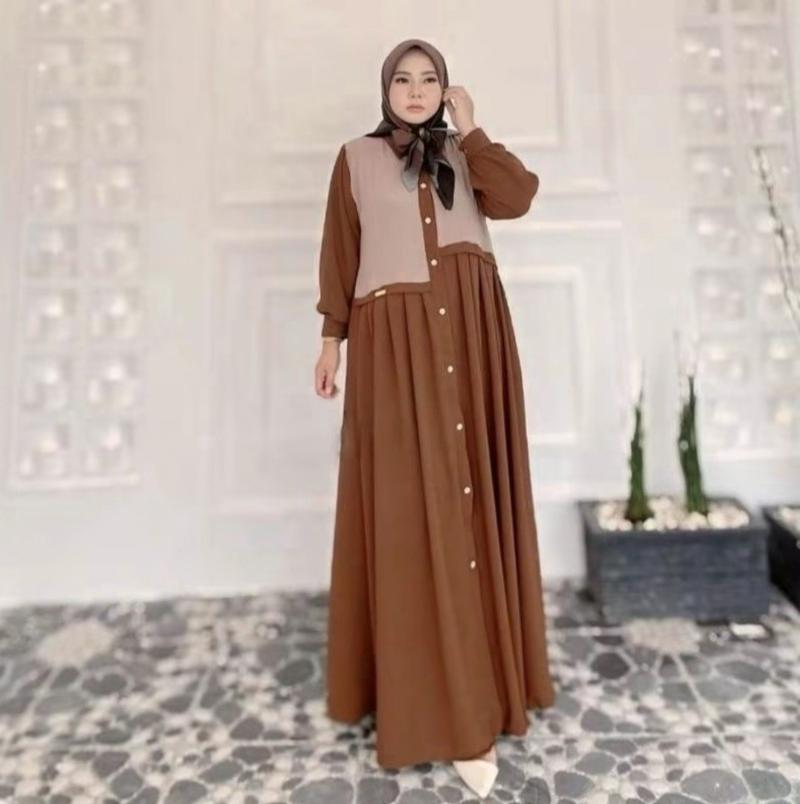 Product Introduction of Gamis Muslim Premium Abaya Tania Dress  Kancing Aktif Crinkle Airflow | Gamis Wanita Abaya Tania Dress Variasi Tali Samping | Gamis Kondangan Cantik Nyaman | Gamis Pesta Mewah Kerah Formal 6