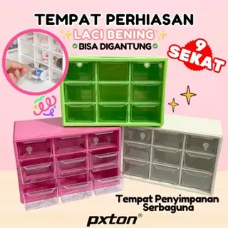 PXTON - Tempat perhiasan / KOTAK LACI MINI SERBAGUNA | Rak kosmetik / tempat perhiasan 9 laci / tempat perhiasan 9 kotak / KOTAK PERHIASAN | KOTAK AKSESORIS / Tempat perhiasan / Rak / Storage box / keranjang serbaguna