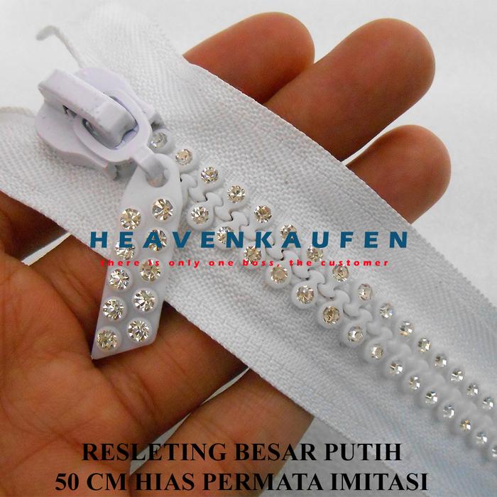 Gambar Resleting Zipper Permata Imitasi Double Warna Putih 50 cm Harga Per Pc - putih dari Heaven Kaufen Kota Malang Tokopedia