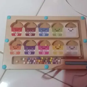 Permainan Menyortir Warna Magnetik Papan Labirin Pena Permainan Manik-manik Bergerak Kontrol Kayu Mainan Edukasi SNI
