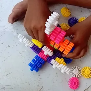 BTWO Mainan Edukasi Anak Gear Building Blocks isi 60 pcs / Balok Susun Roda Gigi Plastik Warna Warni