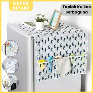 DK89 Taplak Kulkas Cover Kulkas / Alat Penutup Kulkas Motif Bagus Alas Kulkas Taplak Kulkas Serbaguna