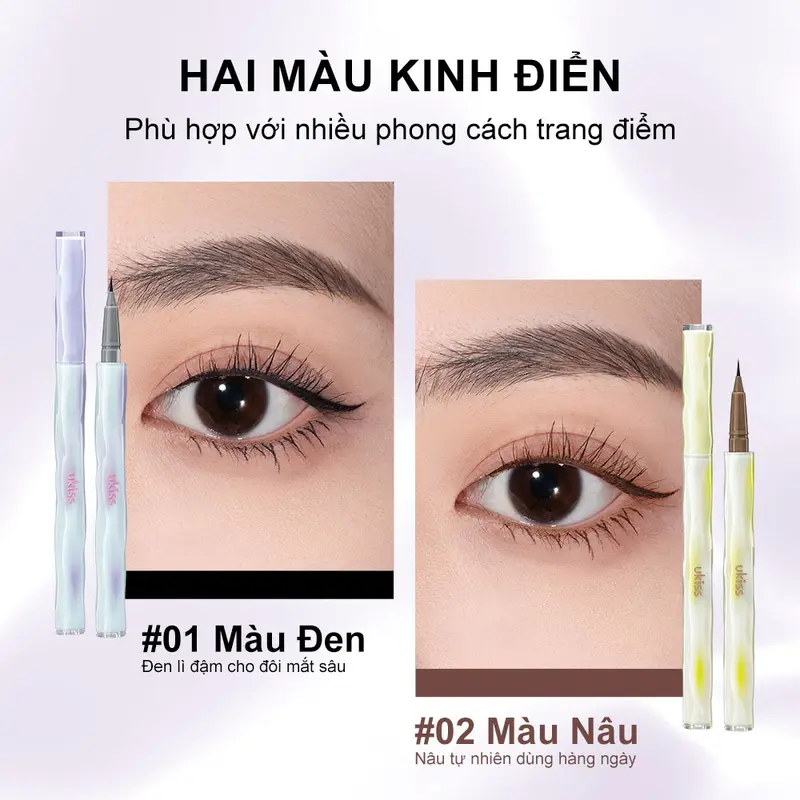 UKISS - Bút Kẻ Mắt Nước 0.5ml, Đầu Siêu Mảnh, Chống Thấm Nước,Chống Nhòe, Lâu Trôi, Mỹ Phẩm Trang Điểm Cho Nữ 4