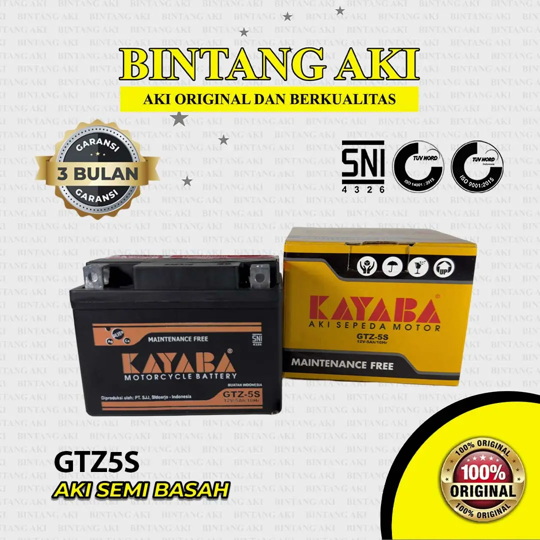 KAYABA MF GTZ5S ORIGINAL Aki Basah untuk Motor MIO SOUL MIO J REVO BEAT FI ESP VARIO OLD 110 JUPITER Z MK KING Kendaraan Mesin