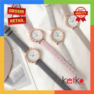 ALOY ANKL015 - Jam Tangan Quartz Strap PU Analog Casual Gaya Retro Wanita Persegi Watch Korean Fashion Body Belimbing High Quality