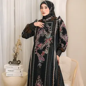 Gamis Pita Muslim Ceruty Printing Sultan Set Hijab Segiempat