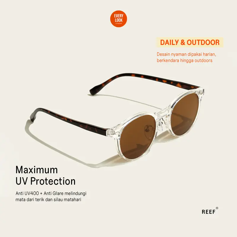 Everylook Eyewear - REEF | Sunglasses Kacamata Gaya Hitam Anti UV400 Protection dan Anti Glare Pria Wanita 0