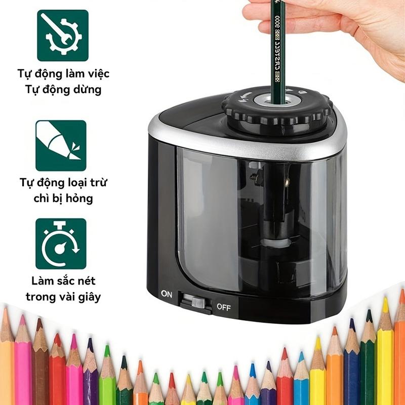 Máy Gọt Bút Chì Điện - Chạy 2 Pin AA - Dành Cho Học Sinh, Văn Phòng - Hàng Có Sẵn