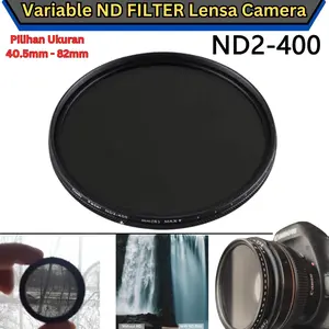 VARIABLE ND Filter Lensa Camera, Neutral Density Putar Fader ND2 To ND400 Ukuran Size 40.5mm 43mm 46mm 49mm 52mm 55mm 58mm 62mm 67mm 72mm 77mm 82mm