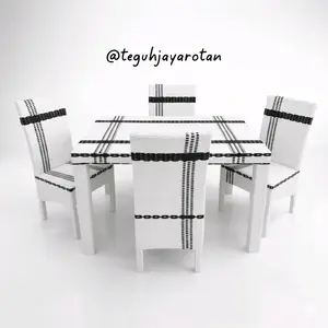 Teguh Jaya rotan Meja Makan Rotan Sintetis Kursi 4 Bisa Request Warna Desain Modern dan Tahan Lama