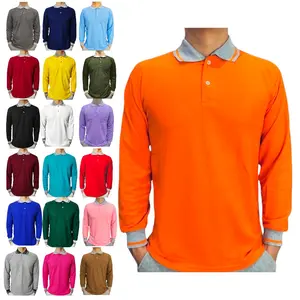 Kaos polo shirt Kerah Lakos polos pria wanita lengan panjang size M-XXXL