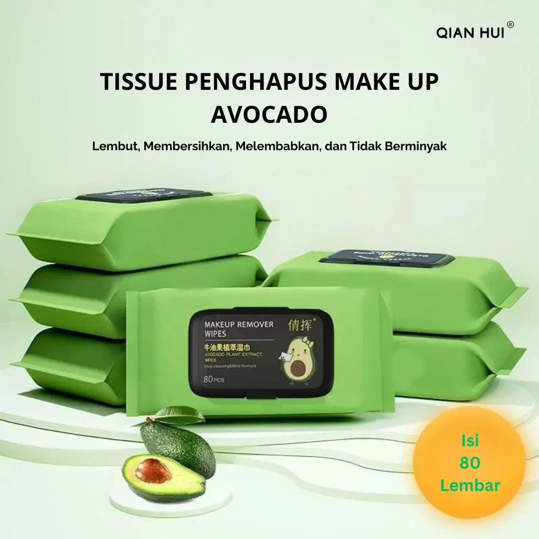 Tissue Avocado isi 80 Lembar | Tisu Penghapus Riasan Wajah Ekstrak Tanaman Alpukat 80 Lembar / Makeup Remover Tissue / Tissue Remover / tissue pembersih wajah / Tisu Avocado / tissue make up remover / Tisu Basah Make Up / Tisu Penghilang Make Up DMO  V09
