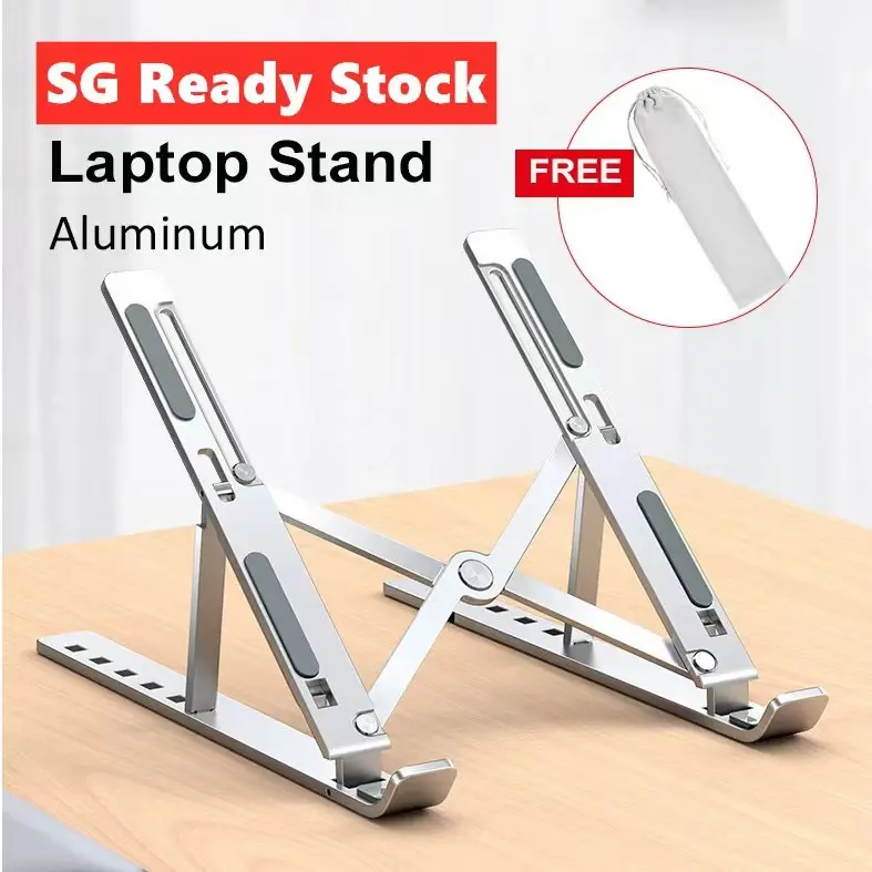 【SG READY STOCK】RICHMENT Adjustable Aluminum Laptop Stand - Dual - Layer Portable Foldable Desktop Lifter with Enhanced Cooling and Storage Function