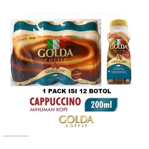 GOLDA COFFEE / KOPI SIAP MINUM / 1 PACK ISI 12 BOTOL / 200ML Latte Minuman Gula Vanilla Susu Kaleng 4