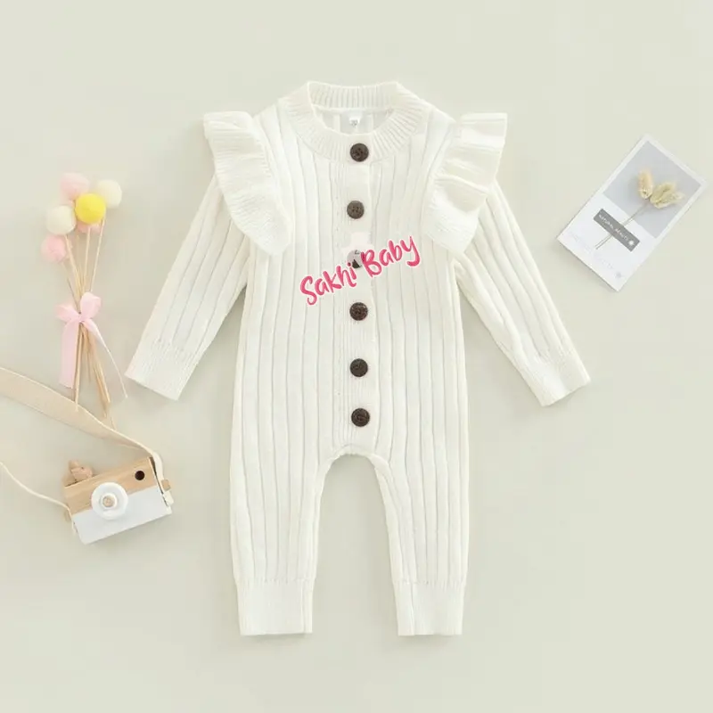 Sakhi Baby Baju Bayi Perempuan 0 6 12 Bulan lucu Jumper Jumsuit Rajut Anak Baru Lahir Newborn Lengan Panjang Katun Cewek budget  bajubayi 4