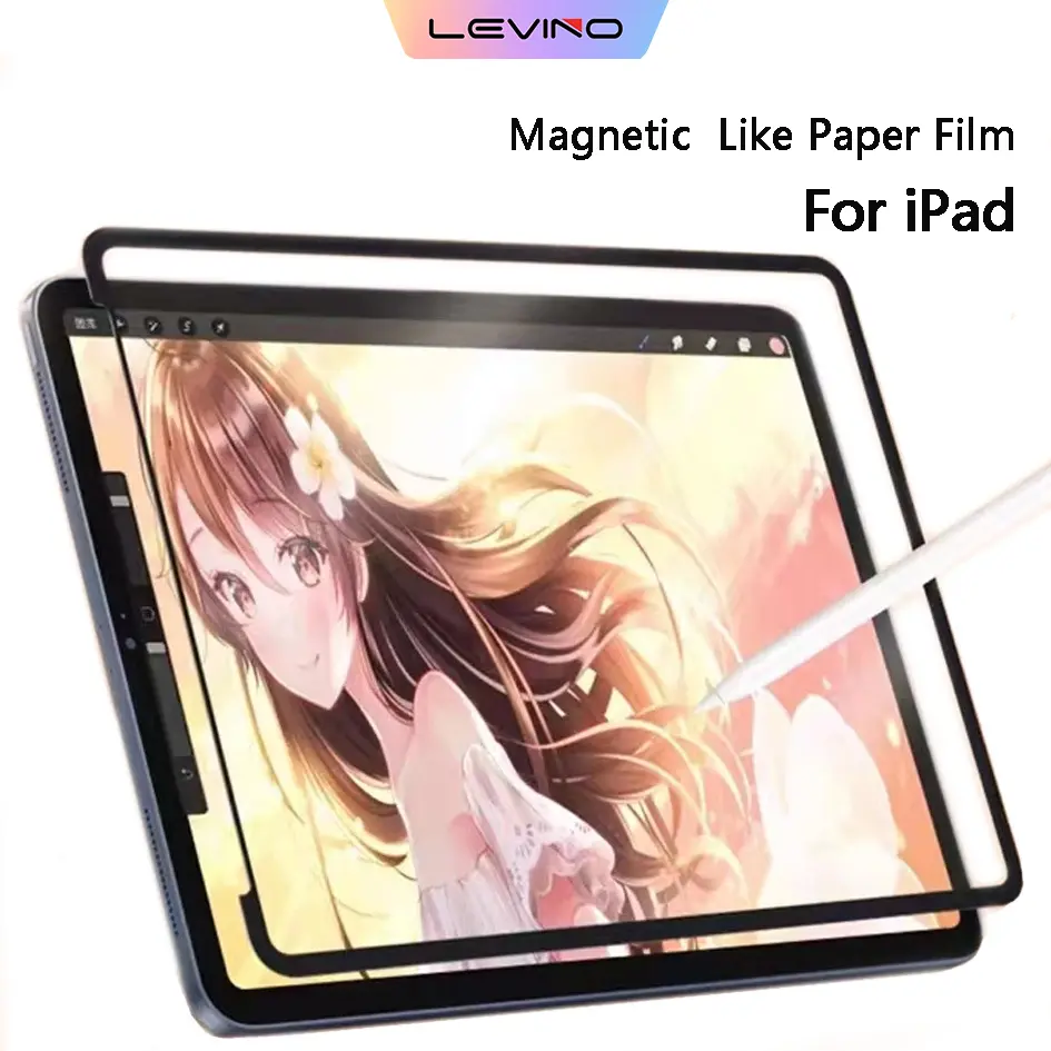 LEVINO Magnetic Paper Film for Ipad Pro 11 2022 2020 10 9.7 10.2 Gen 9 Screen Protector for Ipad Air 5 4 1 2 3 Mini 6 Handwriting Magnetic Film Accessories Protection Accessories Protection Attack Titan Rainbow Plastic