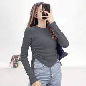 VALEN TOP BLOUSE SERUT SAMPING KNIT LENGAN PANJANG WANITA-ATASAN SERUT SAMPING KOREAN STYLE