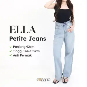 ELLEANO | Ella Jeans - Petite Pants - Straight Jeans Highwaist - Celana Panjang Kulot Jeans Wanita