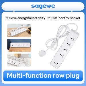 Jalur Kuasa Pelindung Lonjakan, SAGEWE, 10A, 250V, 2500W, Kord Sambungan, dengan Pelbagai Outlet, Palam 4 Outlet, 3 Port USB (2USB C), Pemanjang Outlet Berbilang Palam, Sesuai untuk Rumah, Pejabat, Kolej, Bilik Asrama, Keperluan Penting