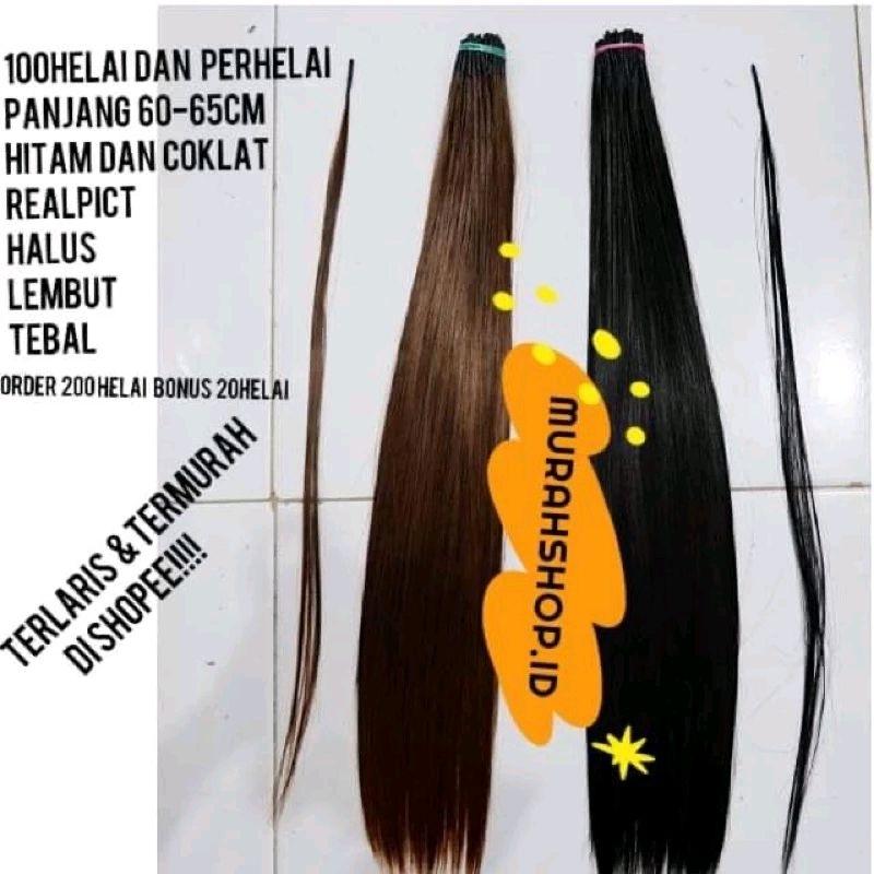 ✔️READY !! RAMBUT SAMBUNGAN 100HELAI 60 - 65CM PANJANG 0