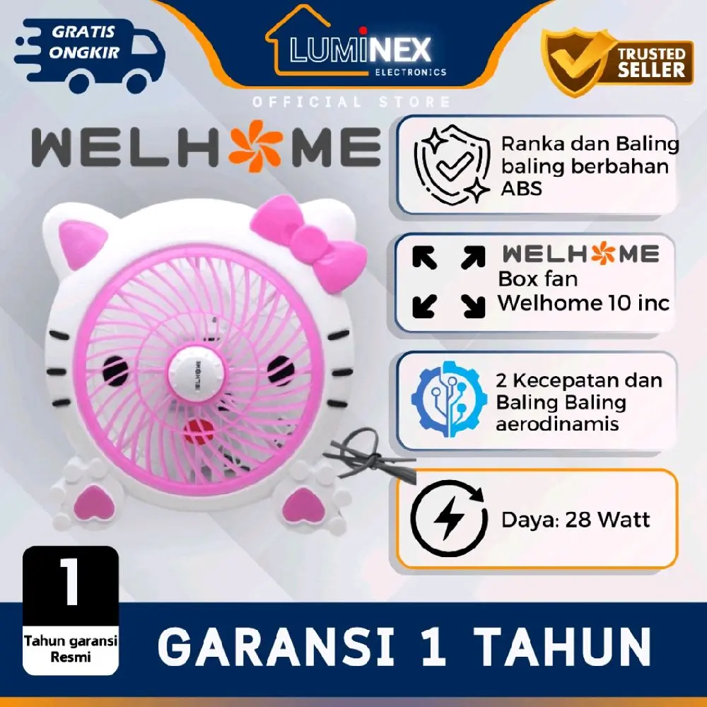 Desk Box Fan 10 inch Karakter Plastic Wellhome