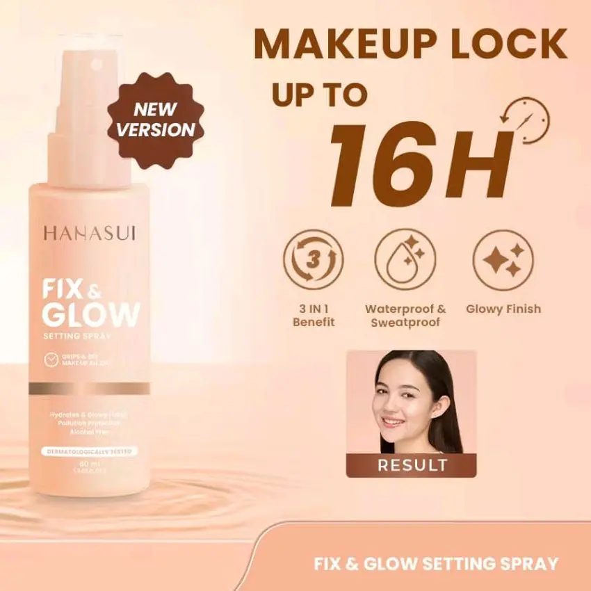 Hanasui Fix & Glow Setting Spray Primer Lock Make Up Mengunci Makeup Wajah