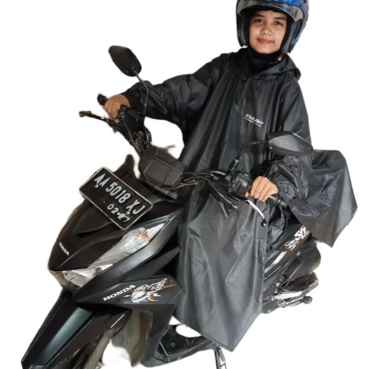 Jas Hujan Starlight Raincoat Tipe Ponco/Kelawar PVC Anti Robek dengan Kancing Knop Ganda 2