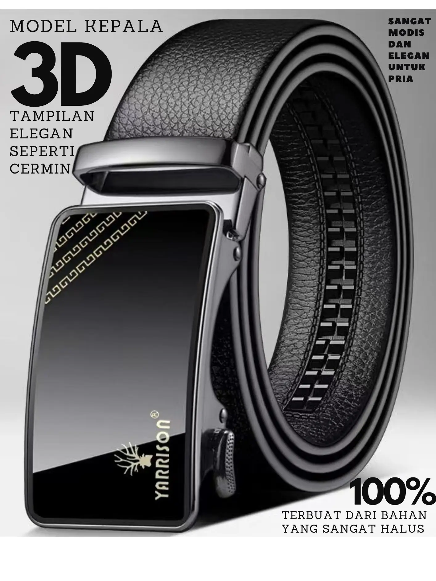 Yarrison  Yero Black Ikat pinggang/Sabuk pria kulit Stainless Men Belt Belt Belt Belt Belt