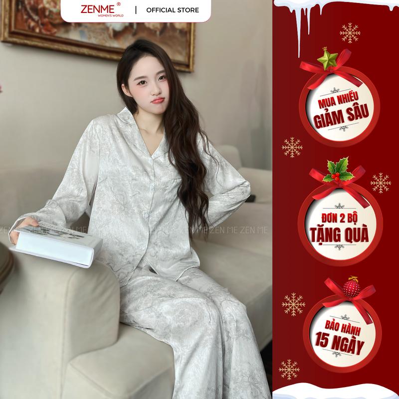  Zenme Set Bộ Pijama Lụa Vân Gỗ Mềm Mịn Mát PJDD1025 - Mua Nhiều Giảm Sâu - Đồ bộ mặc ở nhà 