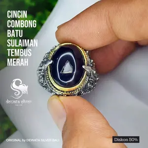 BATU AKIK SULAIMAN COMBONG TEMBUS MERAH UKIRAN KHAS BALI ORIGINAL by DEWATA SILVER BALI AURA