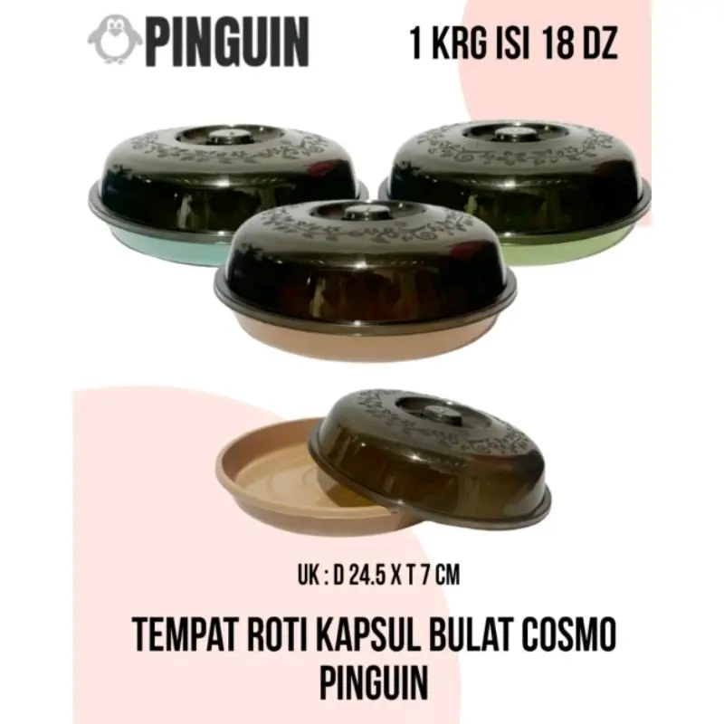 Tempat roti bulat tempat roti kapsul wadah roti tutup bulat 0