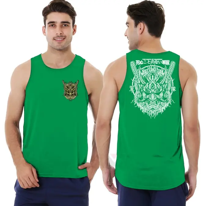 T-shirt Distro Baju SINGLET Distro Pria Keren / Kaos Distro Pria Singlet sablon Mask samurai / Baju Kaos Distro Murah 1