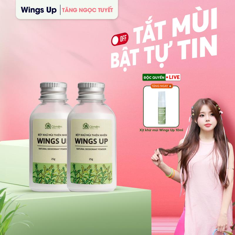 [ĐỘC QUYỀN LIVE] Bột Khử Mùi Wings Up, Hỗ Trợ Khử Mùi Hôi Nách Hôi Chân, Giảm Tiết Mồ Hôi, Không Mùi, Cỏ Mềm 25g