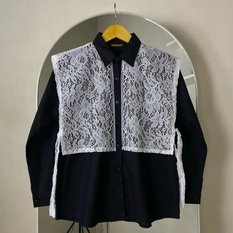 Yura shirt top - Kemeja linen mix katun brukat 0