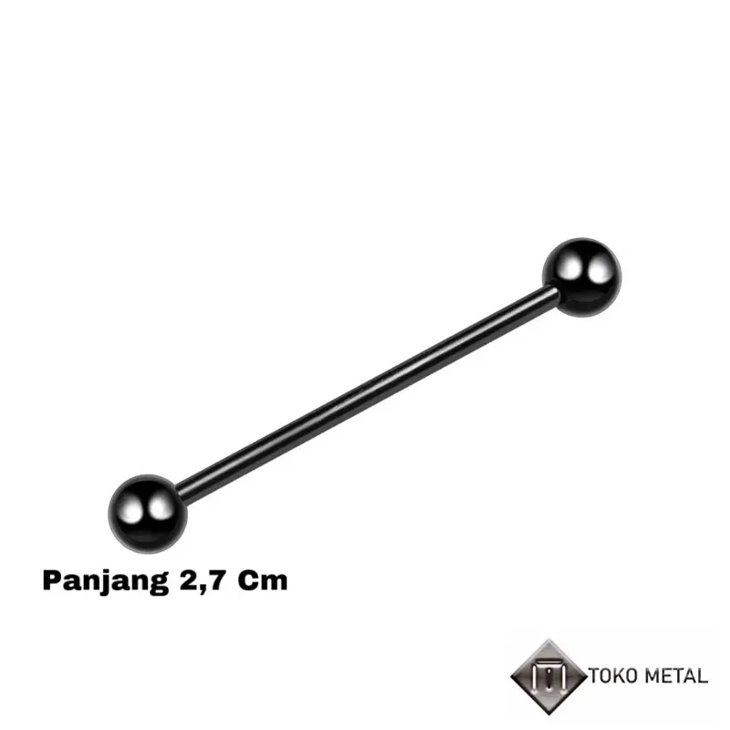 ANTING PIERCING BARBEL TINDIK UNTUK PRIA & WANITA Black Perhiasan Silver Titanium Earrings 3