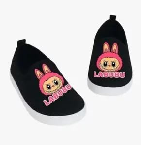 Sepatu Slip On Anak Lucu Terbaru Sepatu Casual Anak Motif Labubu Hitam Murah Lucu Trendi Berkualitas