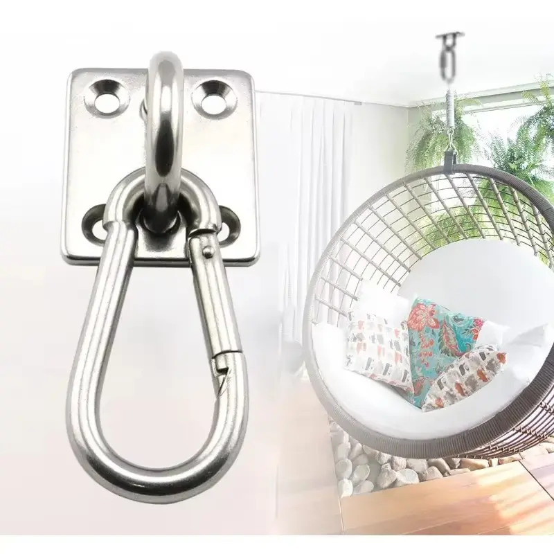 Móc treo trần treo tường, 2 bộ, Móc hình chữ U, Thép không gỉ, Chịu Lực, Đa Năng, Đế kim loại, Thích hợp cho võng, Móc võng