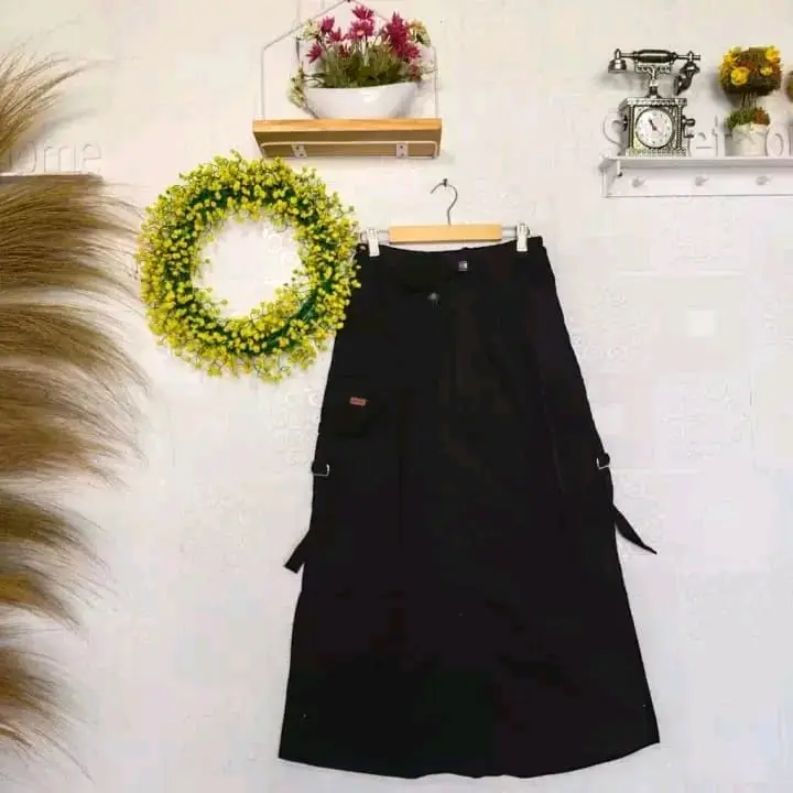 Rok Cargo Panjang Jumbo Korean Style Karet Nyaman Melar 3
