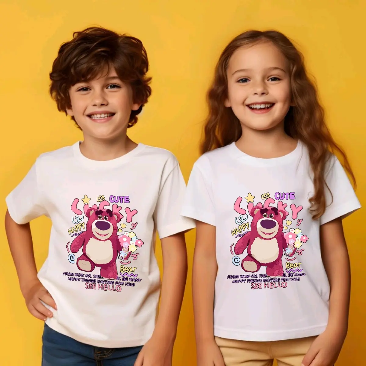 Baju Kaos Anak Lotso Unisex Katun/Baju Anak Toy Story Lotso Perempuan Dan Laki-laki Fashion