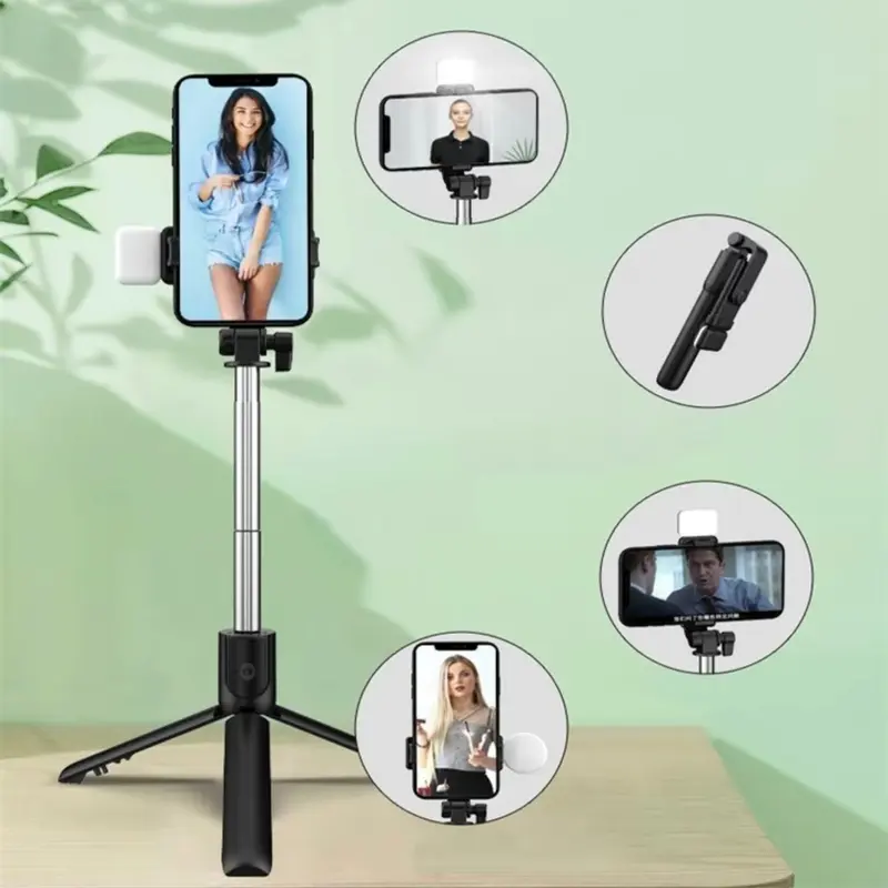 Tongsis Tripod R1S 4 in 1 Multifungsi Tripod Dengan Lampu Led Free Remote Selfie Bluetooth Panjang -+ 70-80 Cm Tripod 7