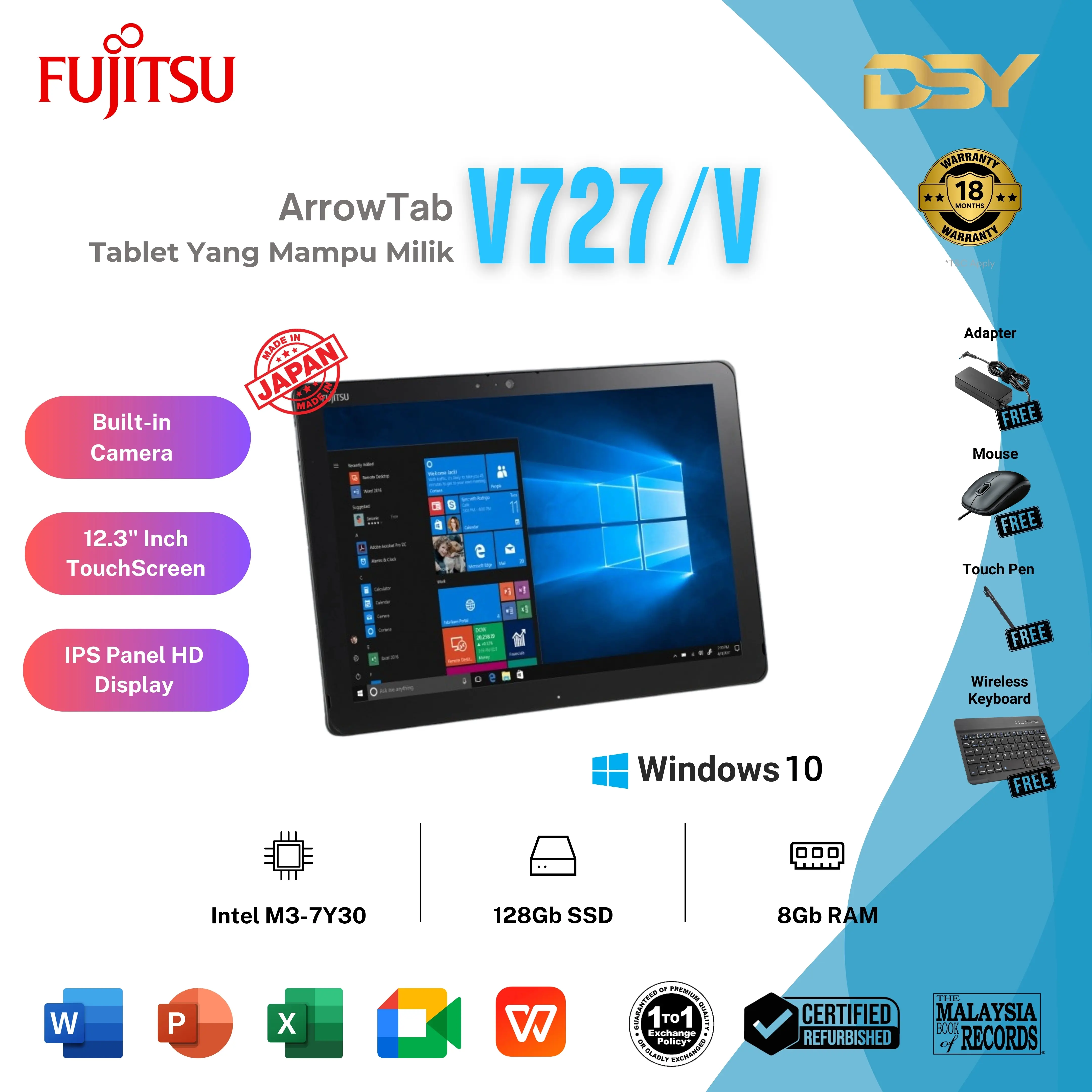 Refurbished (Warranty 18 Month) FUJITSU TABLET V727/V | FREE