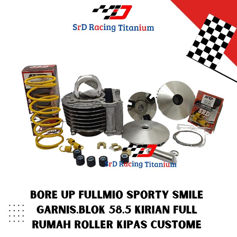 Blok Seher Bore Up Mio Sporty Mio Soul 150 cc 58.5 - Paket Full Roller Kipas Roller - Per CVT - Per Kampas Klip All Racing SRD 0
