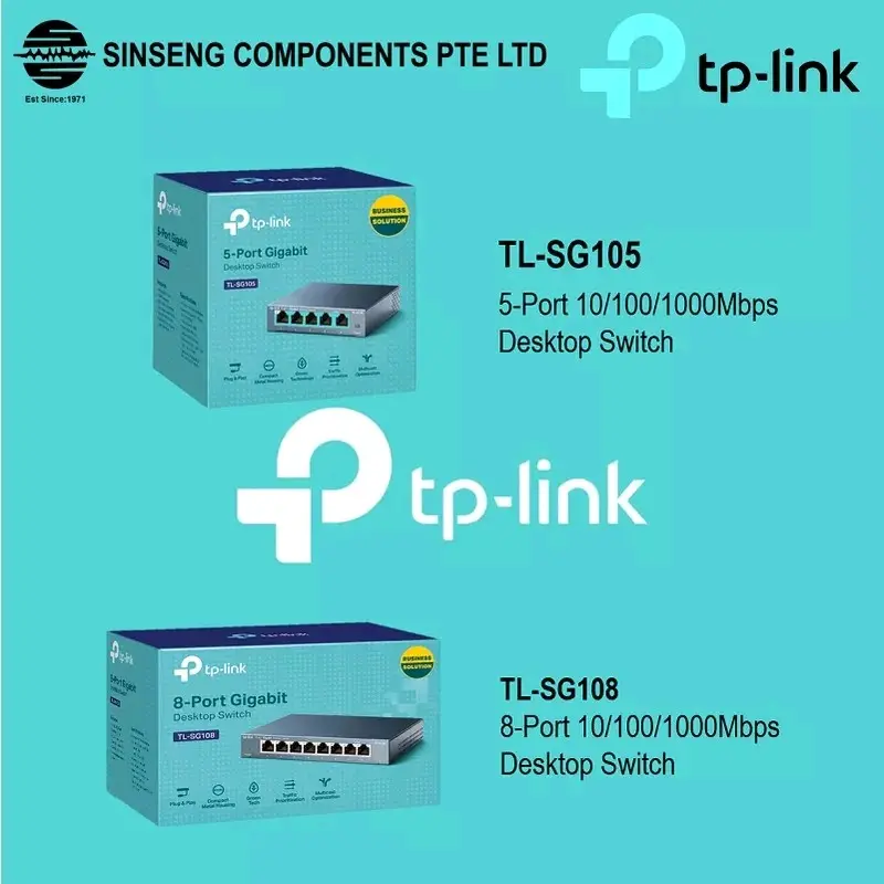 TP-link [3 YRS SG Warranty] TL-SG105 5 Port / TL-SG108 8 Port Gigabit Network Switch (Stainless Steel, Plug & Play)