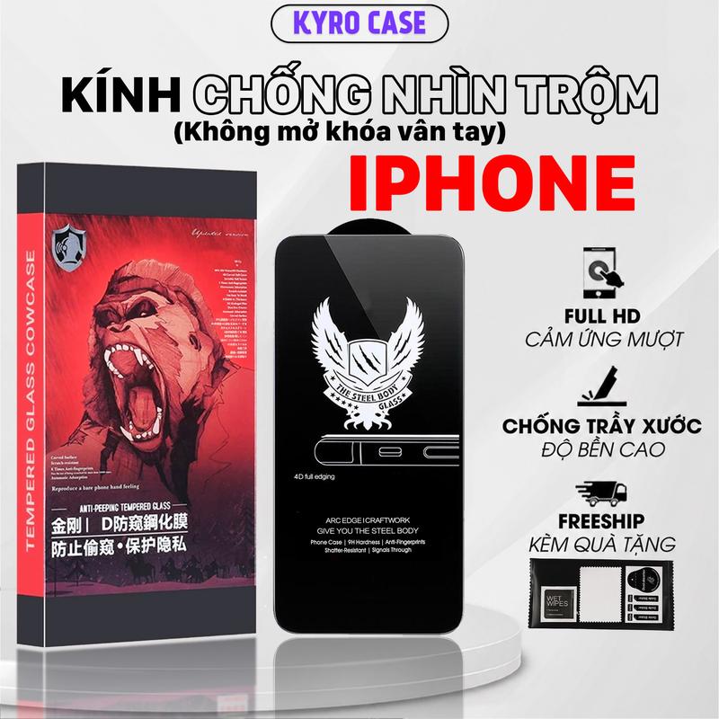 Kính cường lực chống nhìn trộm iphone 17 pro max 16 15 14 13 12 11…