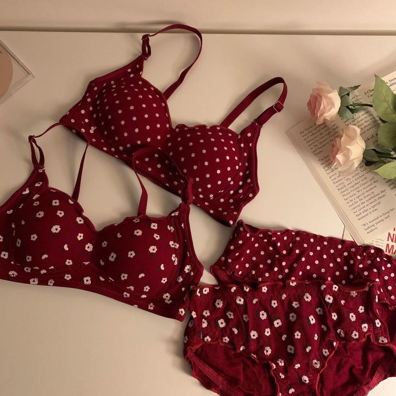 Product Introduction of Year of Birth Dragon Lucky Underwear for Women Push up Push up Anti-Sag Wireless Red Wedding Bra Set 03 5