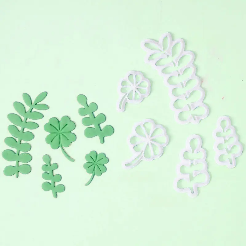 Set khuôn nhấn 5 chi tiết cây cỏ 4 lá