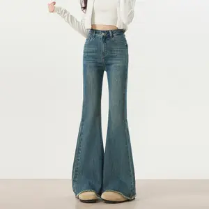 Alice Jeans-Biru Retro Highwaist Premium Stretch Celana Cutbray Jeans Wanita Rawis