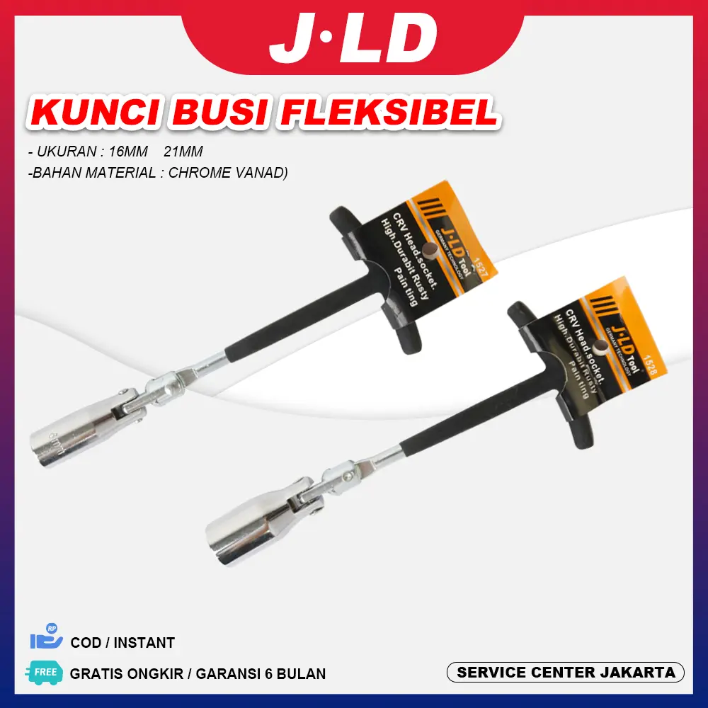 JLD Kunci Busi Fleksibel Kunci Busi 16mm dan 21mm 2 Mata Fleksibel Kunci T Mobil Motor kunci  full set