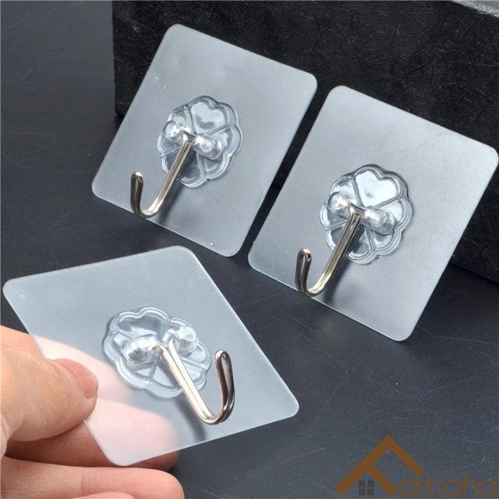 Móc Dán Tường Siêu Dính Trong Suốt Chịu Lực Tốt Treo Tường, Gỗ, Gạch Men…