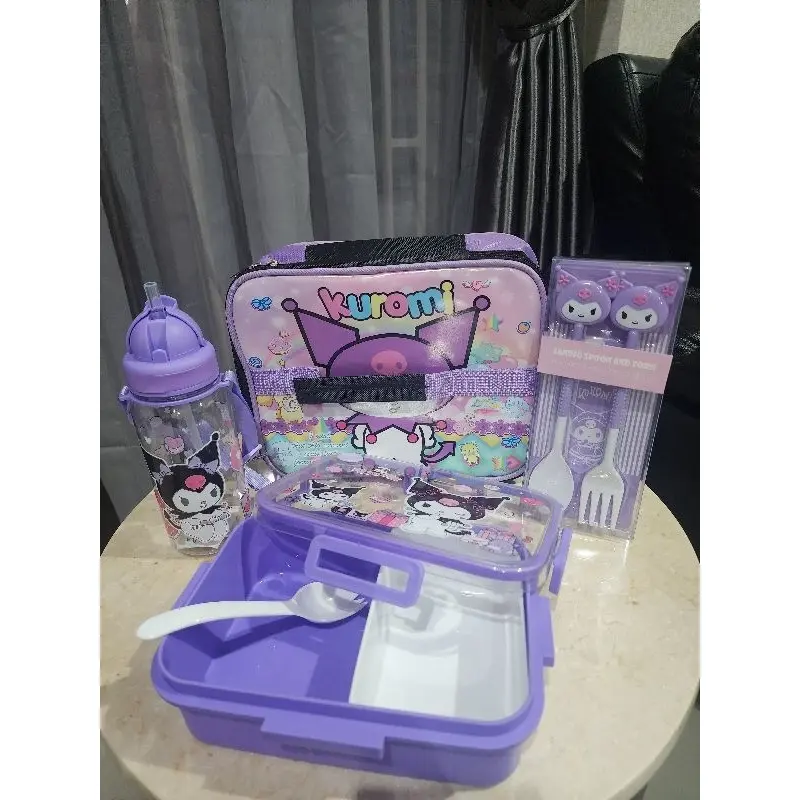 Lunch box set Tas Kotak Makan Botol Minum Tas Set Karakter Kuromi - 6020+3675+022+tas 3